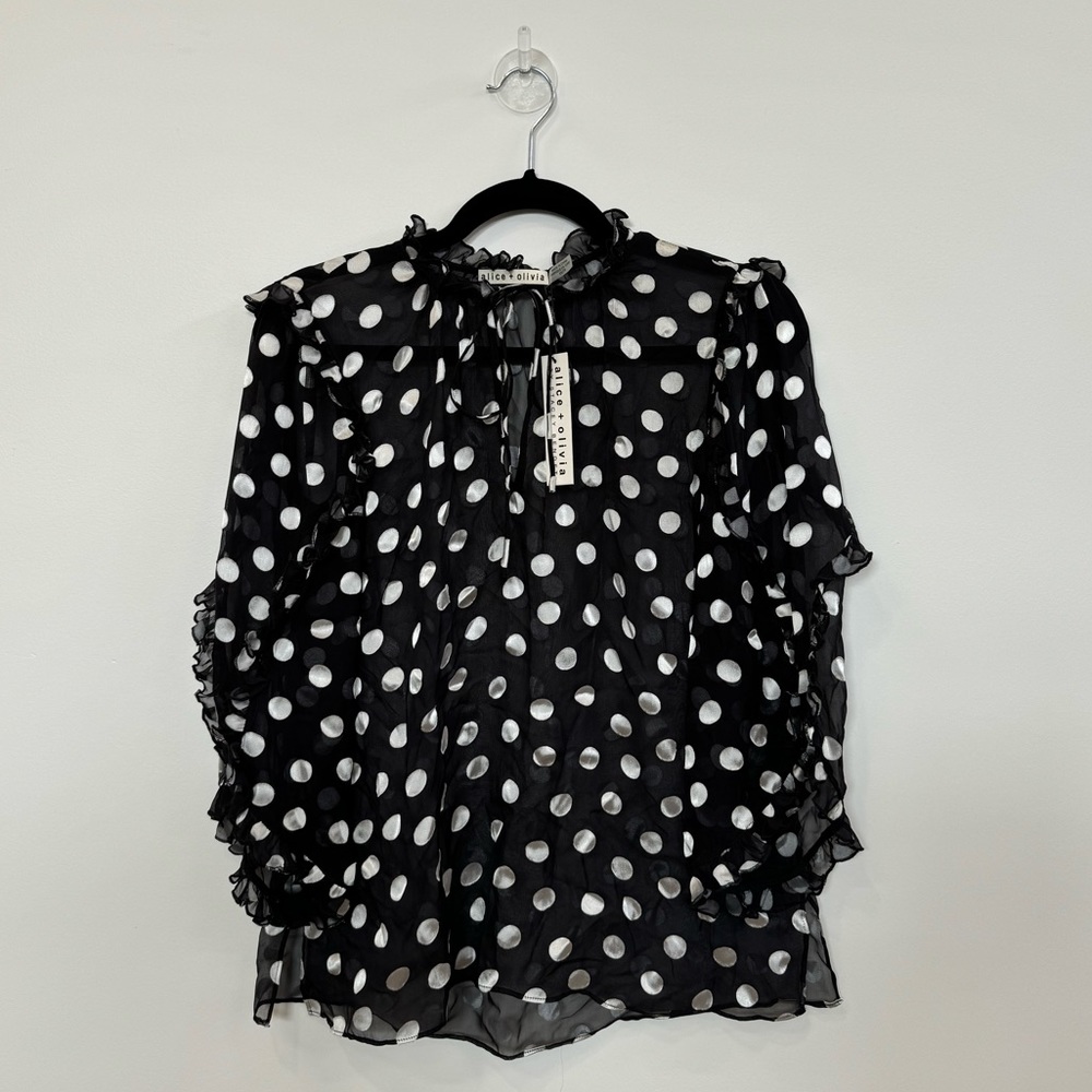 NWT: Alice + Olivia Silk Polka Dot Print Blouse XS